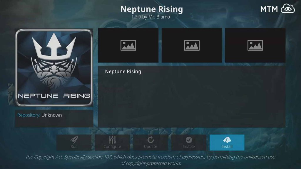 Click Install Button for Mr Blamo's best Kodi addon installation
