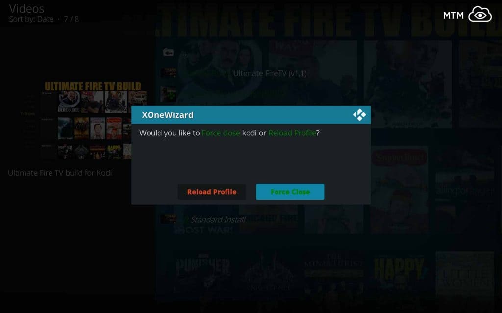 Allow XOne Wizard to Force Close Kodi 18 Leia to Finish Ultimate FireTV Install