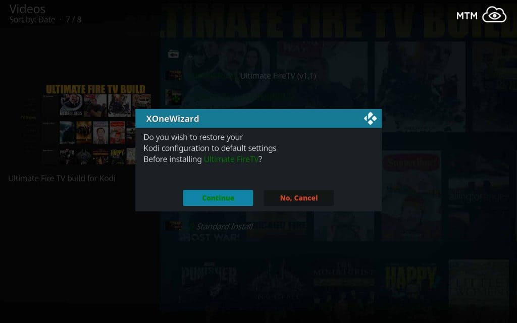 Allow XOne Wizard to Restore Kodi 18 to Default Settings