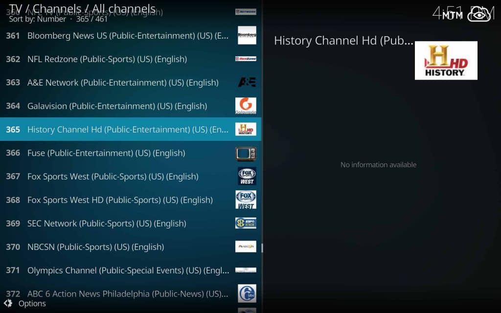 Browse the IPTV Channel Selection and Watch TV