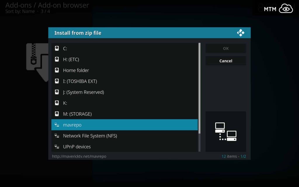 Choose the MavrickTV Repo Source