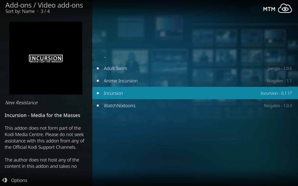 Click on Incursion within Video Add-ons for this exodus and covenant alternative