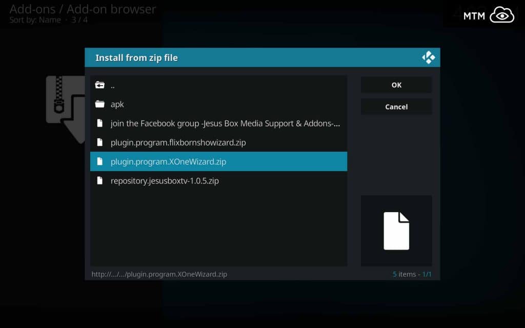 Click plugin.program.XOneWizard.zip File to Install XOne Wizard