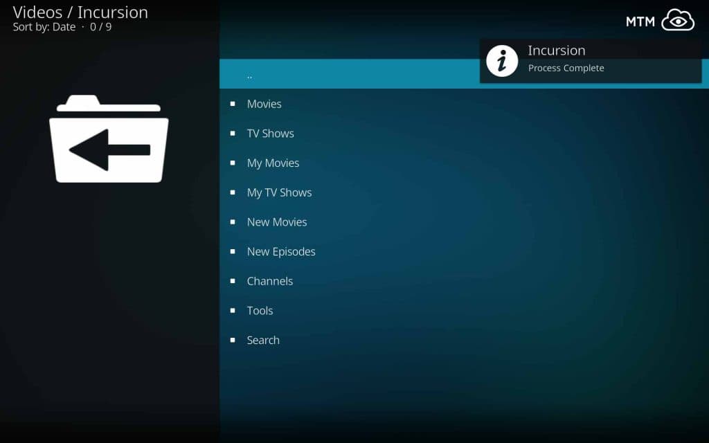 incursion kodi covenant and exodus alternative categories screenshot