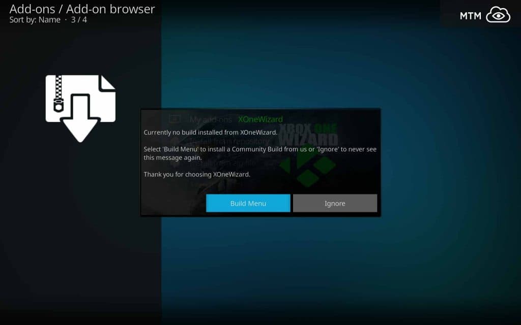 Open XOneWizard Build Menu