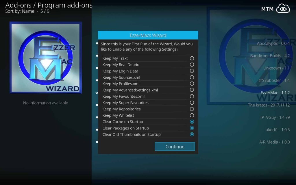 Choose Data to Keep or Clear with EzzarMacs Wizard First Run