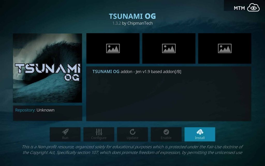 Click Install Button to Start Tsunami OG Installation