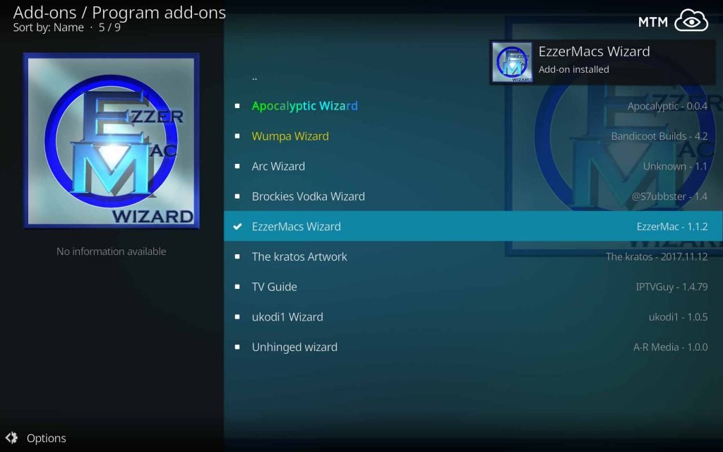EzzerMacs Wizard Add-on Installed