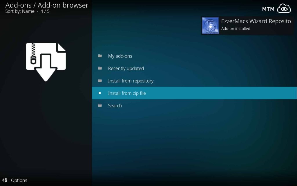 EzzerMacs Wizard Repository Add-on installed Dialog