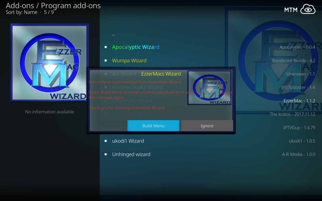 Open EzzerMacs Wizard Build Menu
