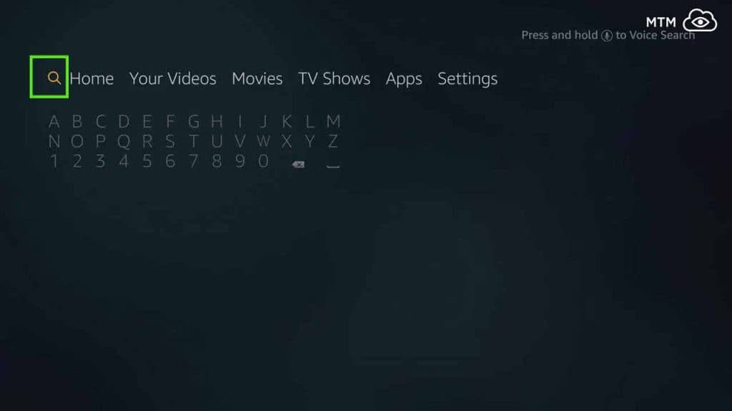 search for downloader to download and install teatv apk on firestick
