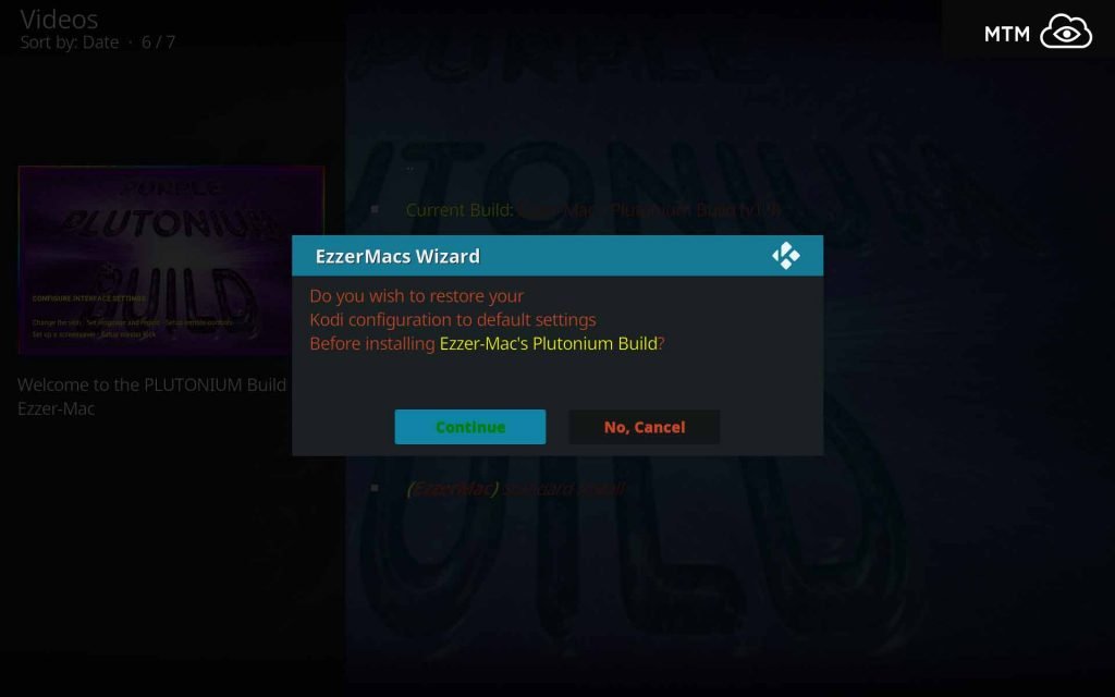 You Must Restore Kodi to Default Settings to Install Plutonium Build