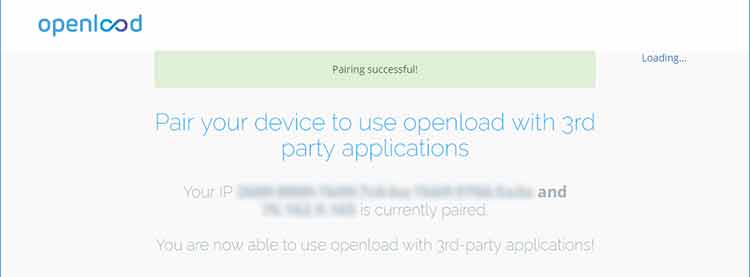 openload on kodi pairing complete for four hours