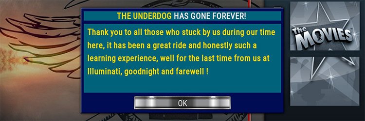 The Underdog Kodi Addon from Illuminati Gone Not Working Down