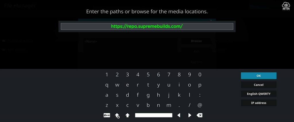 supreme builds wizard repo media location entered