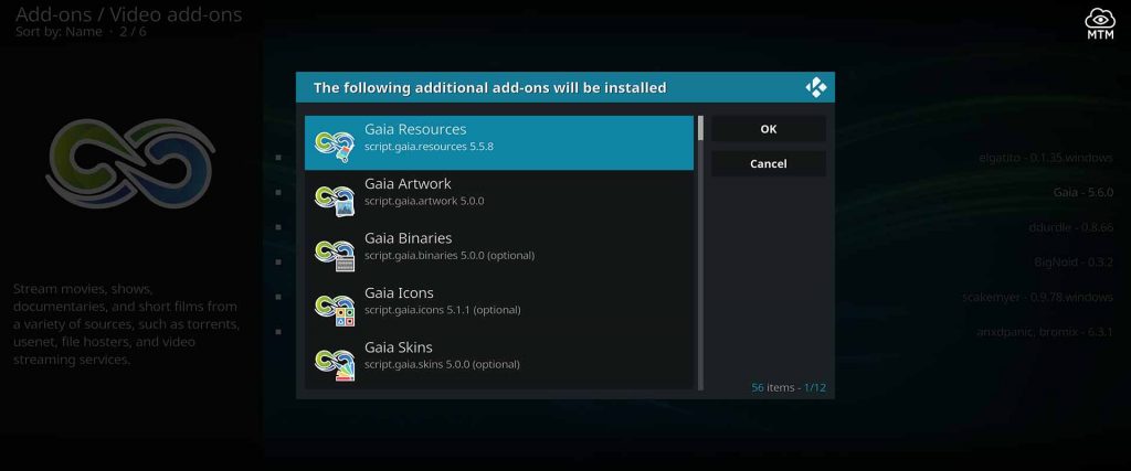 Accept Kodi Gaia Add-on Dependencies and Optional Installs