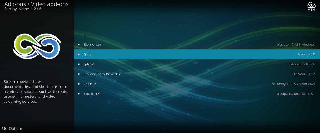 Find the Gaia Kodi Addon in the Video Add-ons Directory of the Gaia Repo
