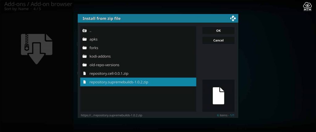 Scroll to and Click repository.supremebuilds-x.x.x.zip File