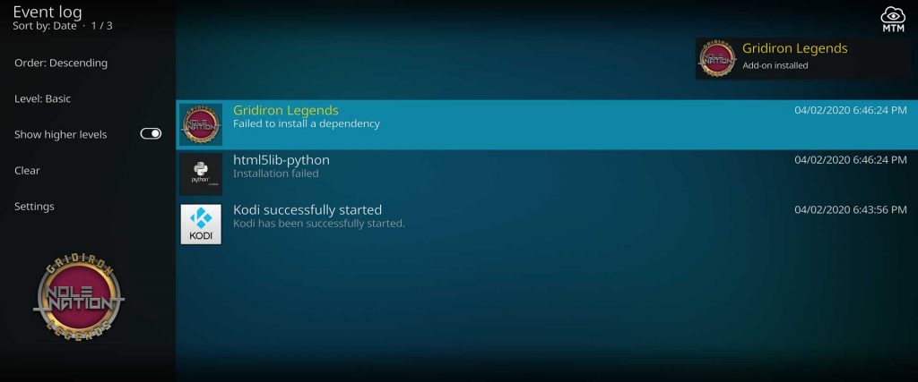 after fix failed to install a dependency in kodi add-on installs