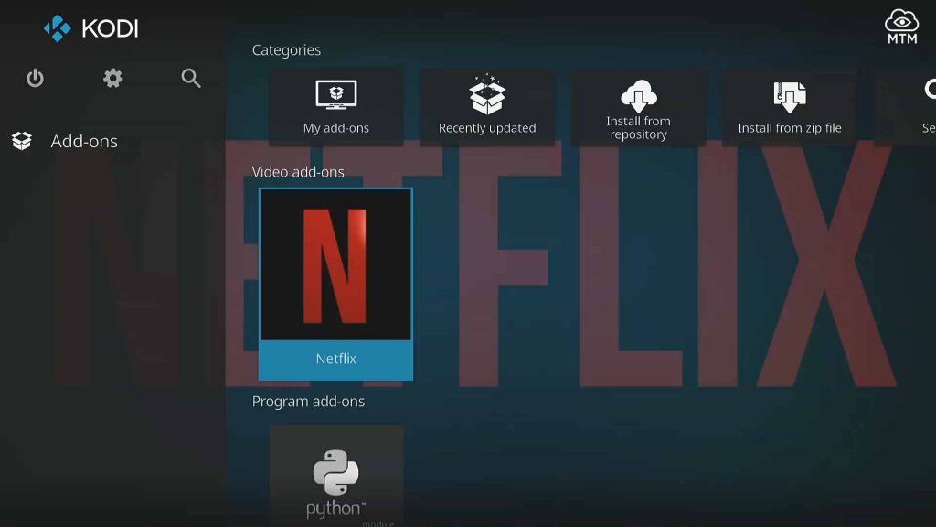 netflix installed in kodi video addons