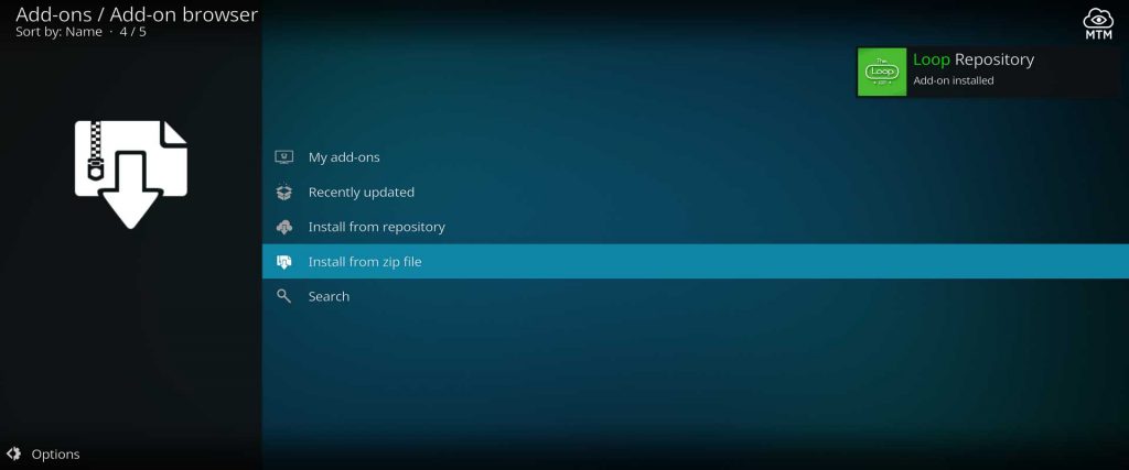 the loop sports kodi addon repo installed