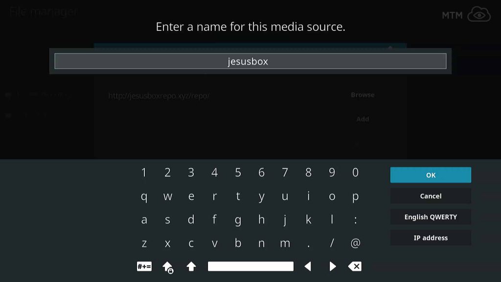 Enter a Source Location Name, Such As jesusbox