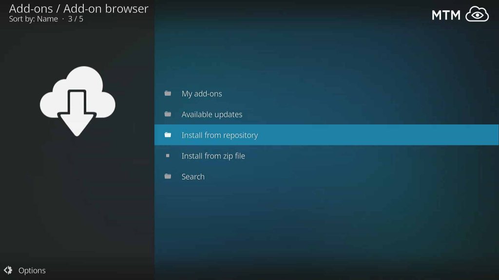 Install from repository within Kodi Add-on browser