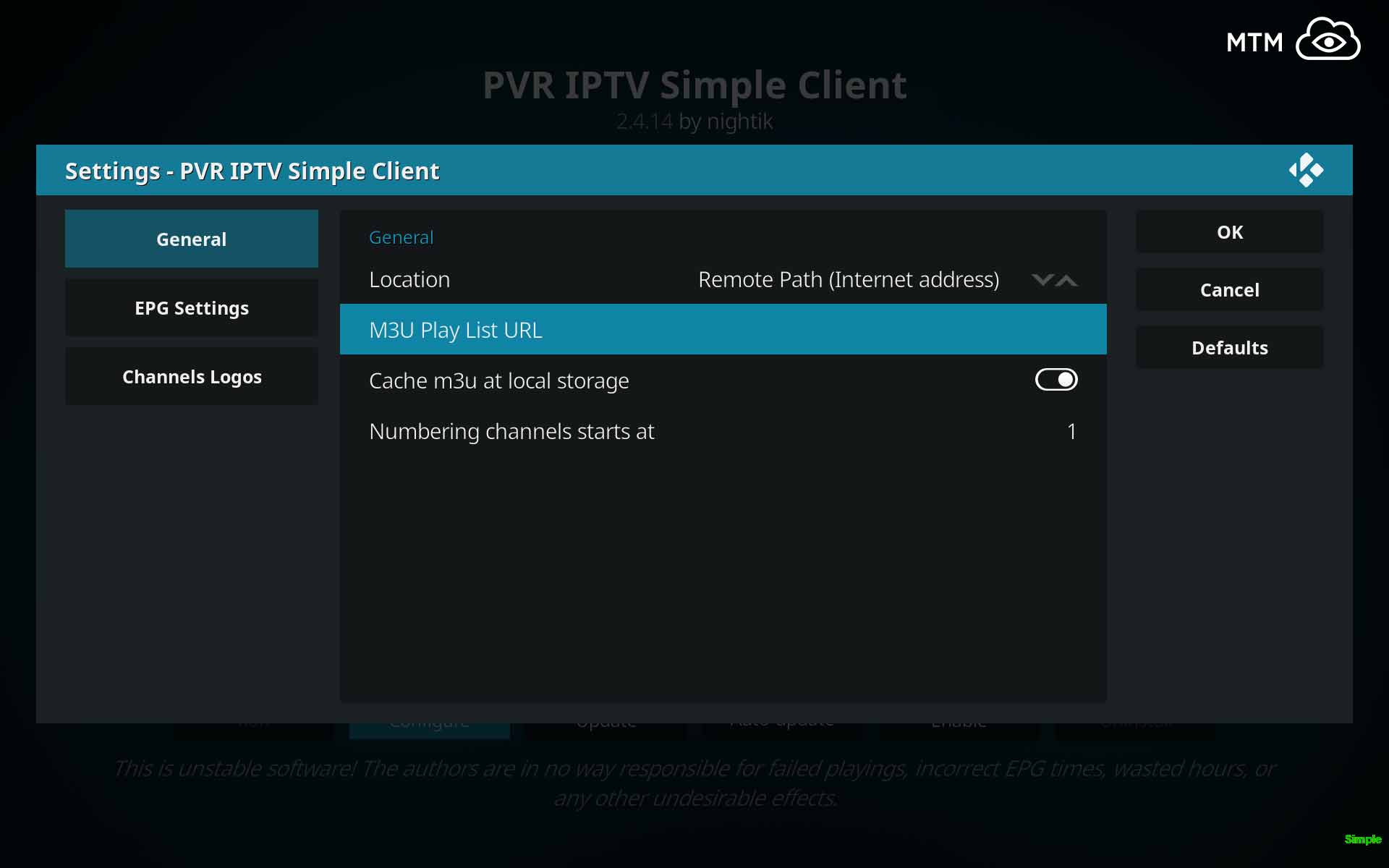 Kodi Simple Client Pvr Addon Iptv M3u Playlist Url 2021