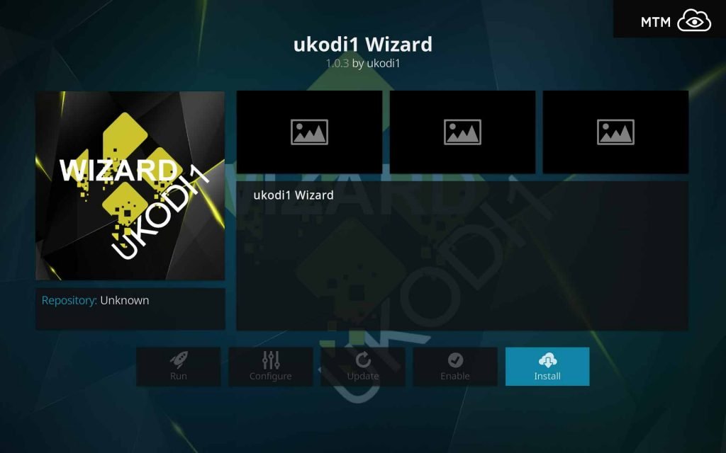 Click Install Button to Start UKodi 1 Build Wizard Installation