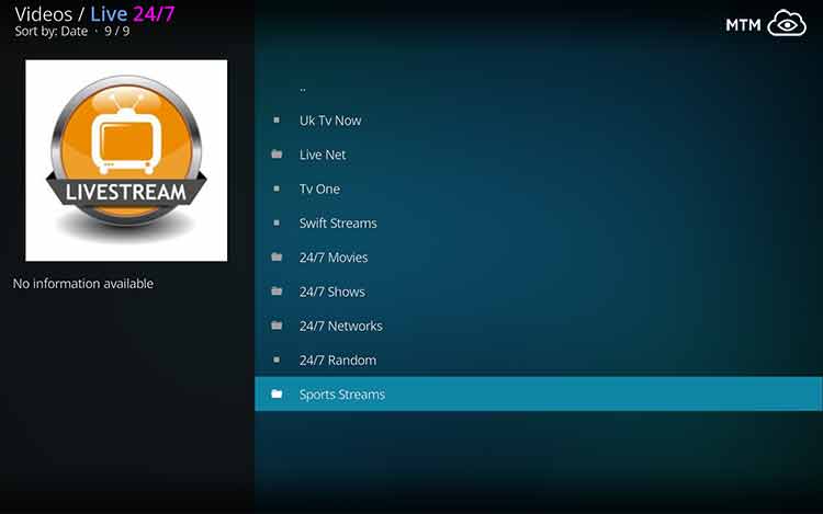 Live 24/7 Free IPTV Channels Streaming Kodi Video Addon Categories
