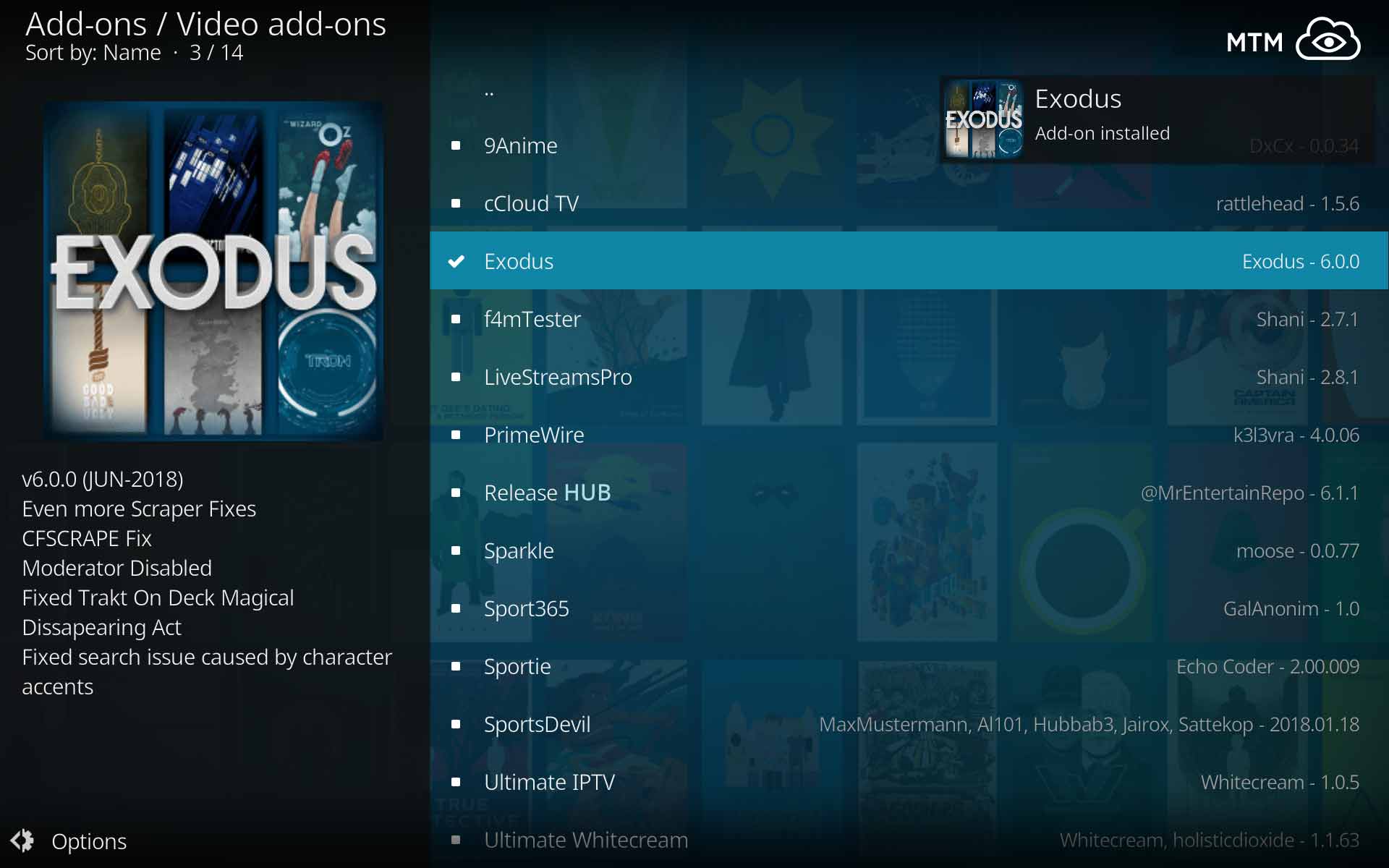 kodi exodus not searching