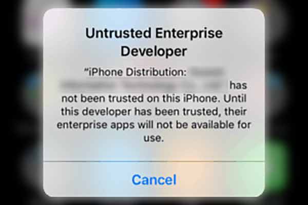 iPhone Untrusted Enterprise Developer