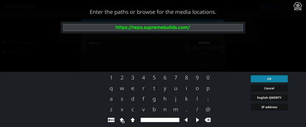 supreme builds wizard repository media location entered