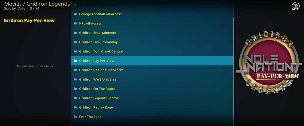 install gridiron legends on kodi firestick for live american football