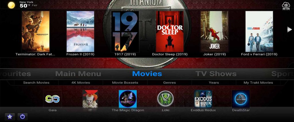 titanium kodi build from supreme builds wizard repo on firestick 4k widescreen tv