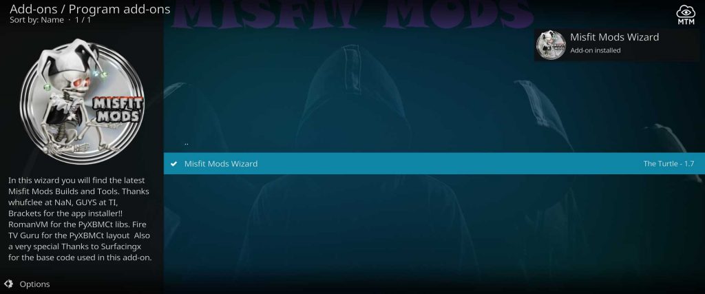 misfit mods wizard installed