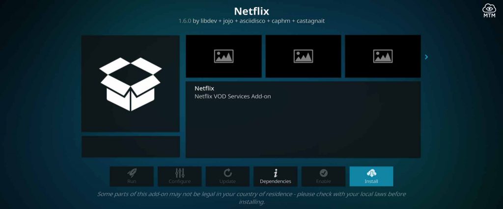 Netflix Kodi Add-on Install Button