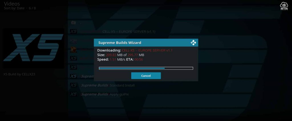 download and install kodi cell-x5 build from supreme builds wizard
