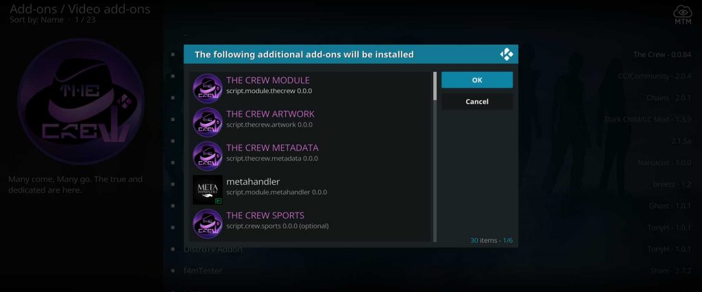 the crew movies addon dependency install